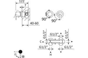 Смеситель для душа встраиваемый Cezares Leaf золото (LEAF-VDIM3-SR) - 2