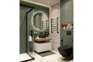 Мебель для ванной STWORKI Ольборг 80 столешница дуб французский, без отверстий, с тумбой 80, с раковиной BOCCHI Vessel черной - 2