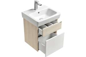 Тумба с раковиной подвесная Aquaton Верди 50 белый-светлое дерево - 3