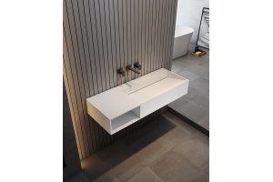 Тумба с раковиной Abber Stein 120 L подвесная белый матовый - 2