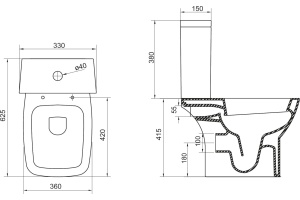 Чаша для унитаза-компакта BelBagno Lago BB128CP - 2