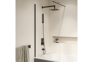 Шторка на ванну RGW Screens SC-050B 90x150 профиль черный стекло прозрачное