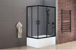 Душевой уголок Royal Bath BP 100х80 R с поддоном профиль черный стекло прозрачное - 2