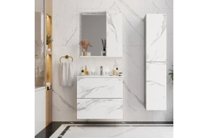 Зеркало-шкаф Onika Марбл 75 мрамор/камень бетонный (207524) - 3