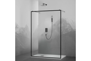 Душевая перегородка RGW Walk In 130х200 черная стекло прозрачное