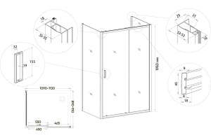 Душевой уголок Veconi Rovigo RV-046B 110x90, черный - 3
