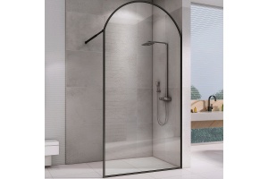 Душевая перегородка Abber Immer Offen 100 черная стекло прозрачное