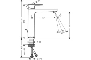Смеситель для раковины Hansgrohe Vernis Blend с донным клапаном чёрный матовый - 2