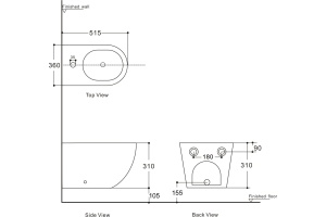 Биде подвесное Aquanet Cetus 2.0 В2 - 2