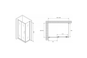 Душевой уголок Abber Schwarzer Diamant 120х70 хром стекло прозрачное - 2