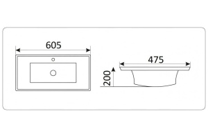 Раковина встраиваемая CeramaLux N 60.5 см белый (NYJ851-60) - 2