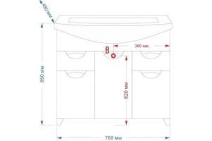 Тумба с раковиной Misty Орхидея 75 белая глянцевая - 3