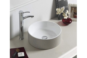 Раковина накладная CeramaLux NC 38.5 см белый/серый (78310)