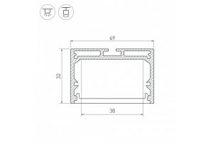 Профиль с экраном Arlight SL-LINE-4932-2500 WHITE+OPAL 036304 - 2