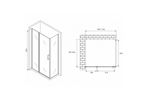 Душевой уголок Abber Sonnenstrand 110х90 хром стекло матовое - 2
