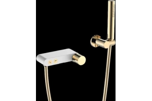 Смеситель для ванны с душем Boheme Stick белый - золото