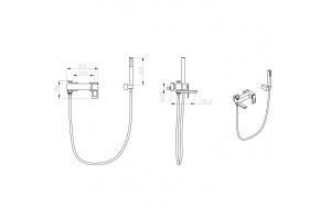 Смеситель для ванны с лейкой и шлангом Boheme Q хром с черным - 2