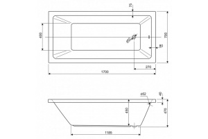 Акриловая ванна Cezares Plane Solo 170х70 (PLANE SOLO-170-70-45-W37) - 3
