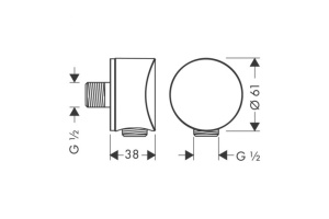 Шланговое подсоединение S Hansgrohe Fixfit 26453340, шлифованный черный хром - 2