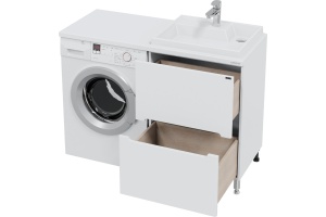 Тумба под раковину над стиральной машиной напольная Санта Марс 59 белый - 2