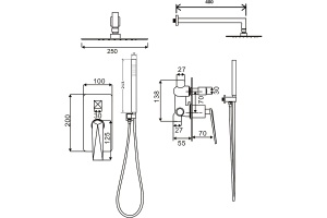 Душевая система Boheme Venturo черный глянцевый - 2