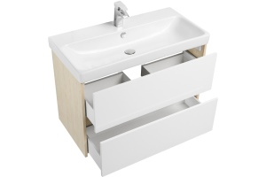 Тумба под раковину Aquaton Сканди 90 белый - светлое дерево - 3