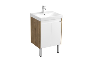 Тумба под раковину Aquaton Сканди Doors 55 Белый глянец Дуб рустикальный