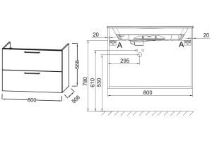 Тумба для комплекта Jacob Delafon Odeon Rive Gauche 80 белый мрамор, 2 ящика, ручки хром - 3