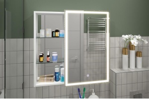 АПЕРИО Зеркало-шкаф 800х800 правый с розеткой