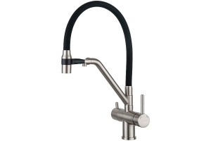 Смеситель для кухни Gappo сатин с черным изливом