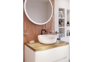 Мебель для ванной STWORKI Берген 80 белая со светлой столешницей, раковина Moduo 40 RING - 3