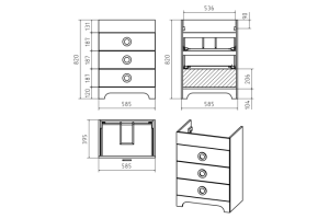 Тумба с раковиной Misty Лейла 60 белая глянцевая - 3