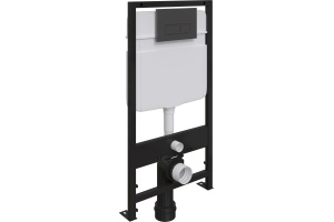 Комплект Унитаз подвесной STWORKI Монтре SETK3204-2616 безободковый, с микролифтом + Система инсталляции для унитазов EWRIKA ProLT 0026-2020 с кнопкой смыва 0044 черной матовой - 2