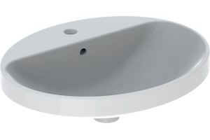 500.720.01.2 VariForm Раковина встраиваемая в столешницу овальной формы, 55х45 см, с отв. под смеситель, с отв. перелива