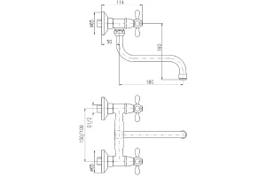 Смеситель для кухни Rav Slezak Morava retro черный матовый - золото - 2
