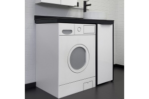 Тумба с раковиной под стиральную машинку Comforty Лозанна 100 белая глянцевая