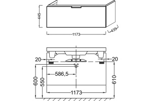 Тумба для комплекта Jacob Delafon Reve 120 светло-коричневая, 1 ящик - 3