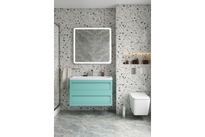 PLATINO База под раковину подвесная с двумя выкатными ящиками, Cветло-зеленый матовый AM-Platino-1000-2C-SO-MM