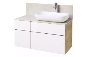 Тумба с раковиной Лола 60 и столешницей Aquaton Мишель 100 белый-светлое дерево