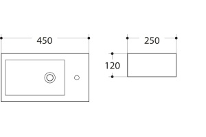 Раковина керамическая, чаша слева AM-4849-L, цвет белый, 450х250х120 - 2