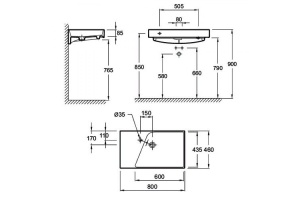 Раковина Jacob Delafon Rythmik EXO112-Z 80x46 см - 2