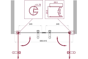 Душевая дверь BelBagno Uno 60 стекло прозрачное (UNO-B-2-60-C-Cr) - 2