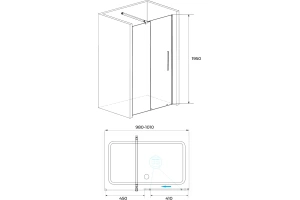 Душевая дверь RGW Tornado 100х195 профиль черный стекло прозрачное - 2