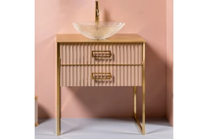 Тумба под раковину чашу Boheme Armadi Art Monaco 80 бежевый глянец - золото