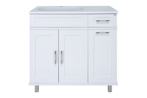 Тумба с раковиной Misty Купер 90 L с бельевой корзиной белый