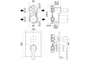 Смеситель Cezares Ovest DEV3-BIO С ВНУТРЕННЕЙ ЧАСТЬЮ, для душа, белый - 2