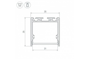 Профиль с рассеивателем Arlight SL-LINE-3535-2500 ANOD+OPAL 020462 - 3