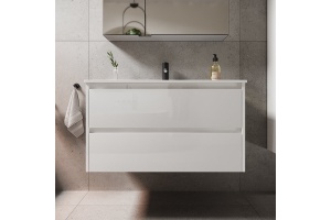 Тумба под раковину подвесная Sancos Libra 90 белая глянцевая - 2