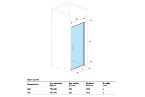 Душевая дверь Excellent Mazo 90 профиль хром стекло прозрачное - 3