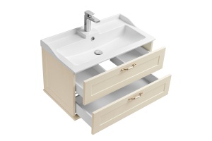 Тумба с раковиной подвесная Aquaton Леон 80 бежевый - 2